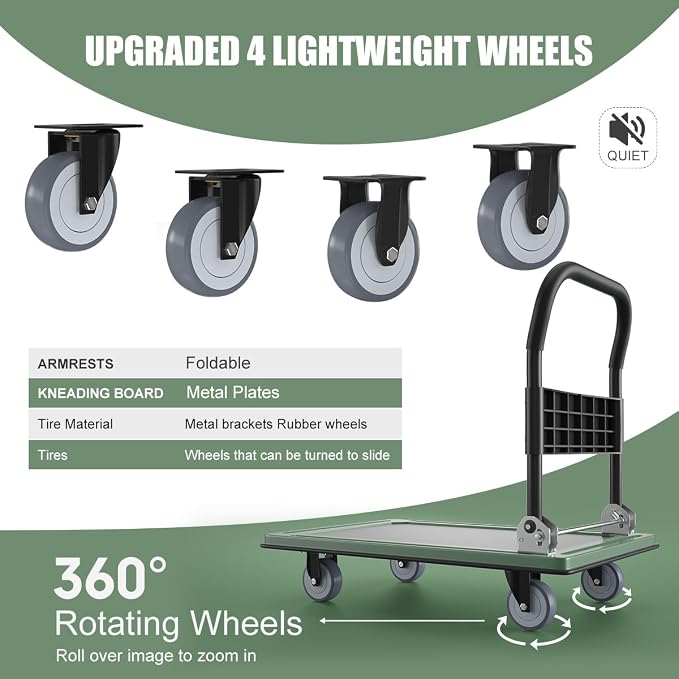 WUD Push Cart, Folding Mobile Platform Trolley, Thickened and Reinforced - Image 3