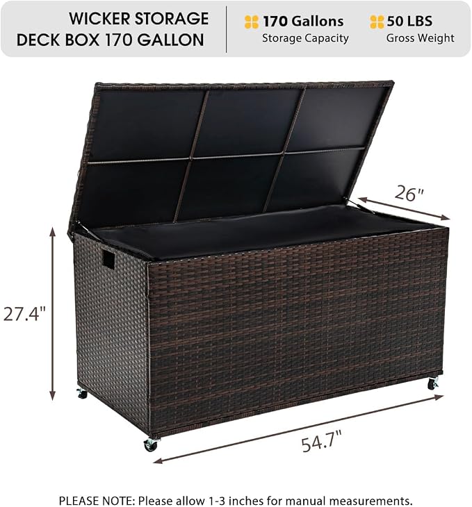 Outdoor 170 Gallon Water-Resistant Wicker Storage Box - Image 5