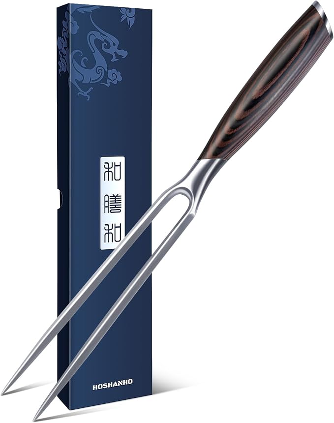 HOSHANHO Meat Fork 7 Inch, Razor Sharp Double-Prong Carving Fork by HOSHANHO
