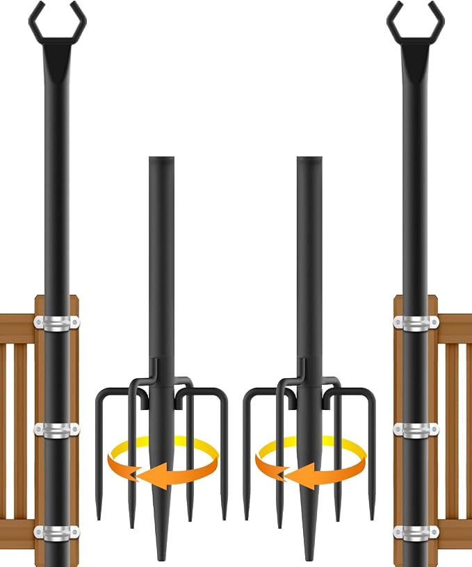 2 Pack String Light Poles, Metal Poles by NUERPO