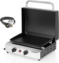 2 Burner BBQ Gas Griddle with Hood, 17.3 Inch Stainless Steel Portable by ADREAK