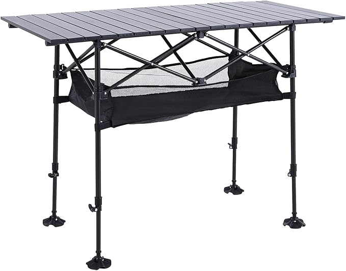 ALPHA CAMP Portable Camping Table, Adjustable Aluminum Folding Table by ALPHACAMP