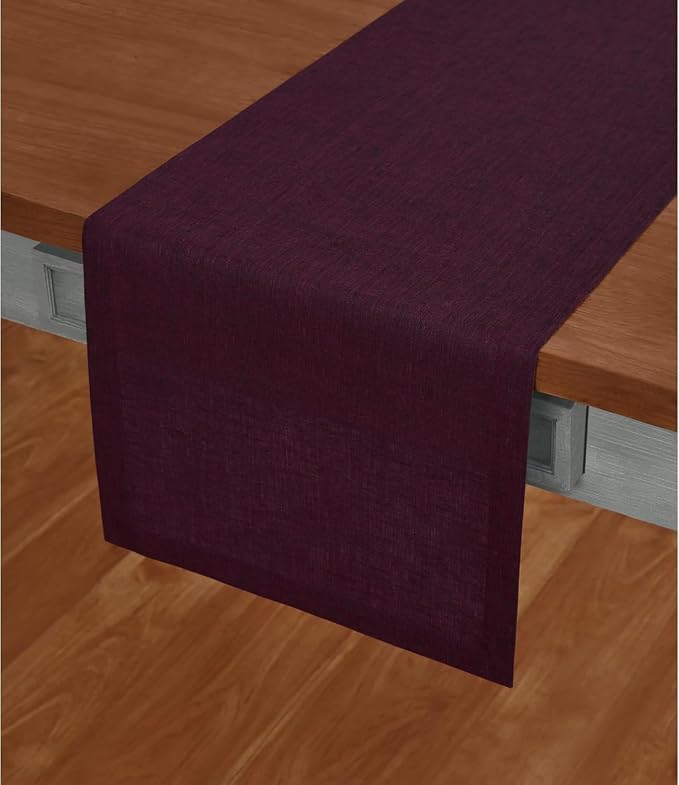 Solino Home Linen Chambray Burgundy Table Runner 156 Inches Long by SolinoHome