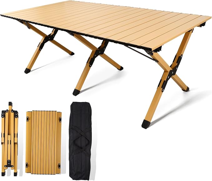 Folding Camping Table, Lightweight Roll-Up Table Aluminum Low Portable Picnic by ROLLINGSURFER