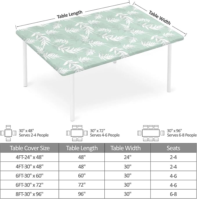 Rectangle Table Cloth Cover Waterproof Elastic Fitted Polyester Fitted - Image 2