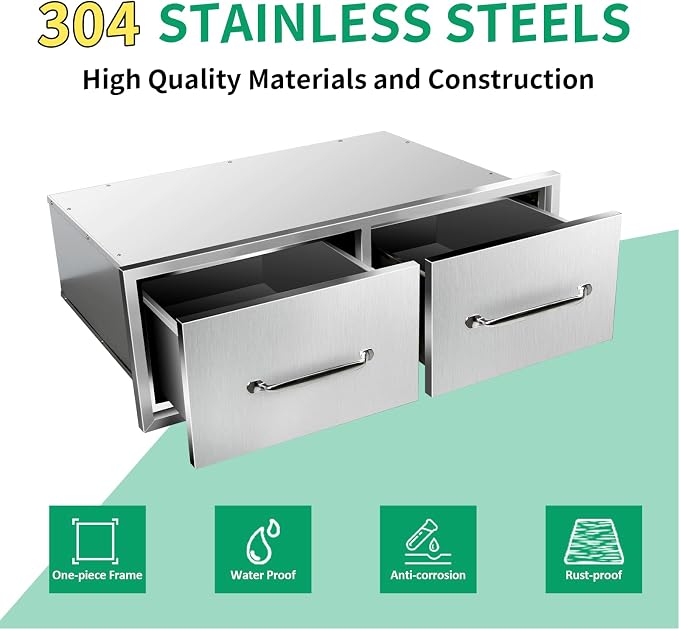 Outdoor Kitchen Drawers 30" W x 10" H x 20" D Stainless Steel Single Drawers - Image 3