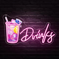 Drinks Neon Signs for Wall Decor, Cool Cocktail Glass LED Sign Art Wall Lights by Unknown
