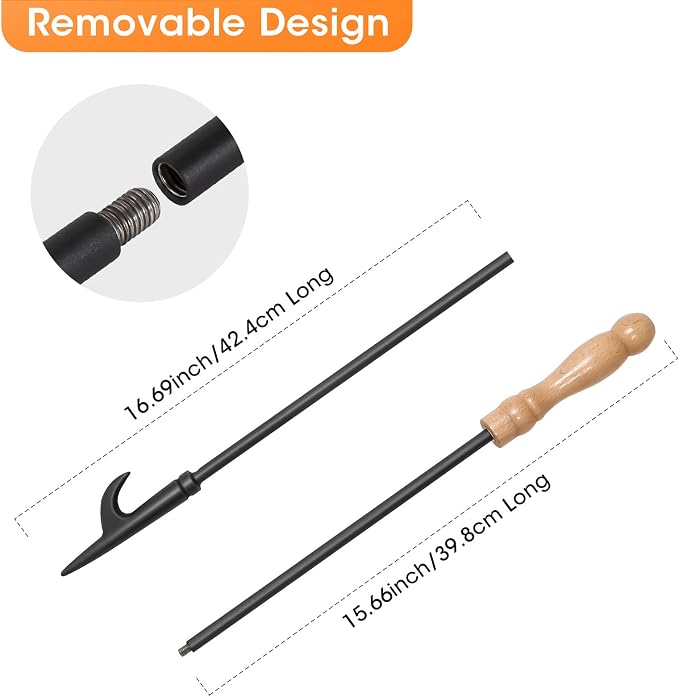 Fire Poker for Fire Pit, 32 inch Fireplace Poker Premium Solid Steel Fire Pit - Image 2
