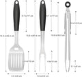 Barbecue Tool Set, 3-Piece Stainless Steel with Silicone Handles