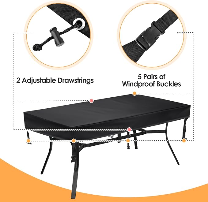 TOHONFOO Rectangular Patio Table Cover - Image 3