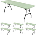6 Pack Stretch Fabric Table Top Cap Cover, fits 8' Tables, Spandex Table Covers by REWOMC