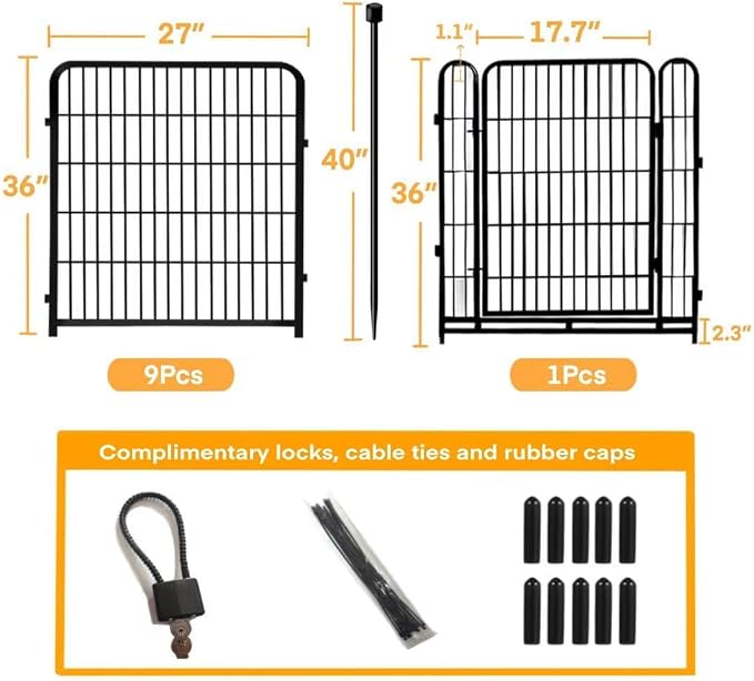 36 in Garden Fence, Wide Gate Low Threshold, 10 Panels Total 22.1 Ft Heavy Duty - Image 4