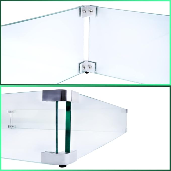Fire Pit Wind Guard, 17.5 Square Fire Pit Glass Wind Guard Made of Clear - Image 3