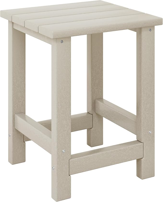 Costaelm Kids Outdoor Side Table, Small Patio HDPE Adirondack Square Table by Costaelm