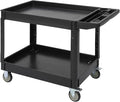 Utility Service Cart with Wheels and Two Trays, Service Cart 2-Shelf 500lbs by Unknown