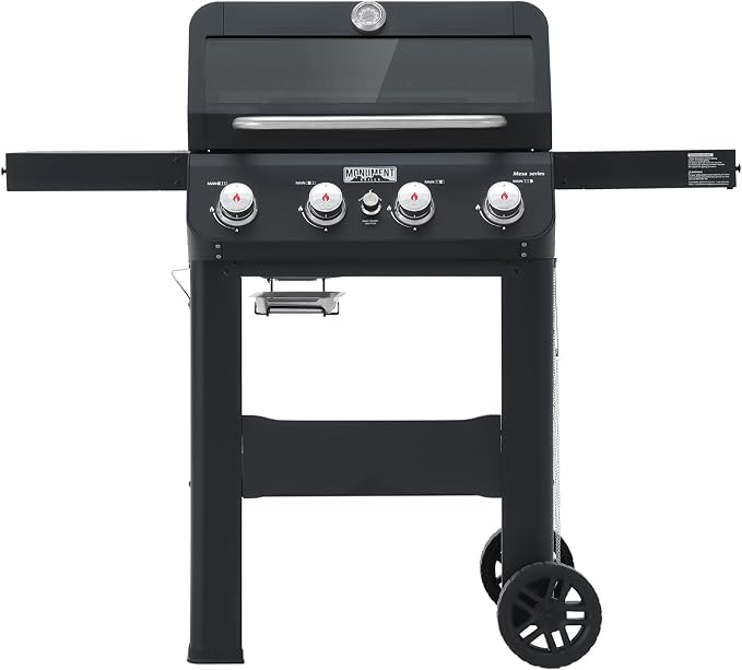 Monument Grills 4-Burner Liquid Propane Gas Grill, Matte Black Stainless Steel by MonumentGrills