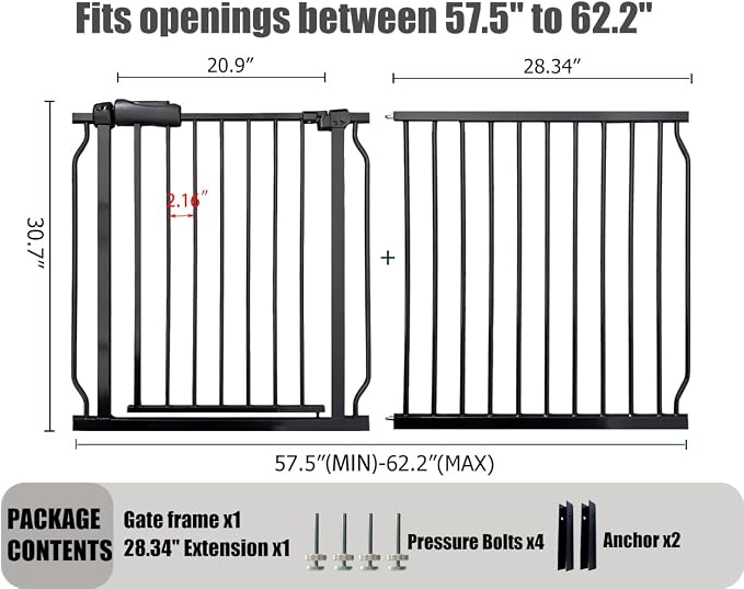 Extra Wide Baby Gate, 57.5-62 Inch - Image 2