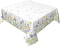 Spring Easter Tablecloth 60 x 60 Inch Square, Bunny Colorful Flower Butterfly by Sunshineyan