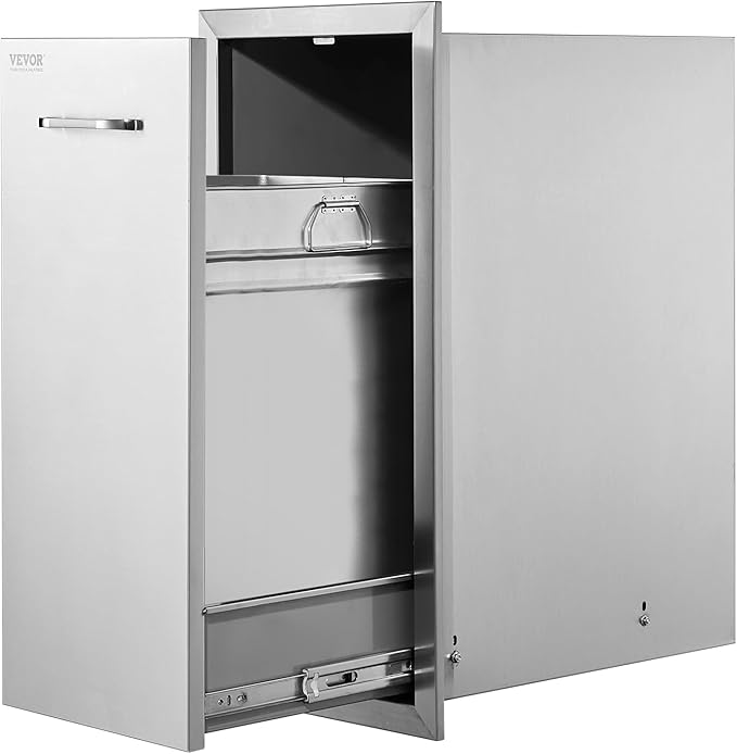 VEVOR Pull Out Trash Drawer 13.4"W x 25.7"H x 19.6"D Lower Sliding Rails Steel by VEVOR