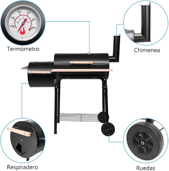 30 Inch Barrel Charcoal Grill & Smoker - Image 6