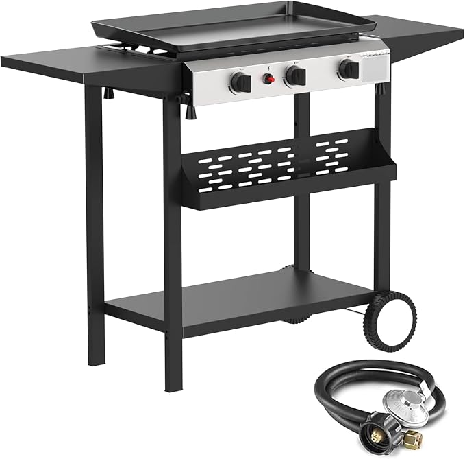 3 Burner BBQ Gas Griddle, 25.6 Inch Stainless Steel Portable Detachable Propane by ADREAK