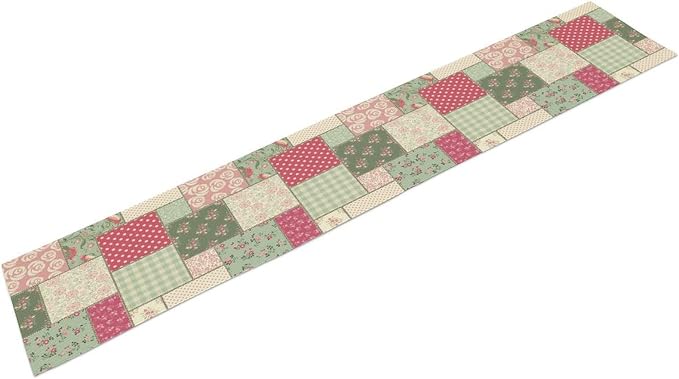 Patchwork Flowers Table Runner, Boho Plaid Floral Retro Romantic Rose Plants - Image 8