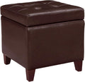 Homebeez Tufted Faux Leather Storage Ottoman Square Cube Foot Rest Stool by Homebeez