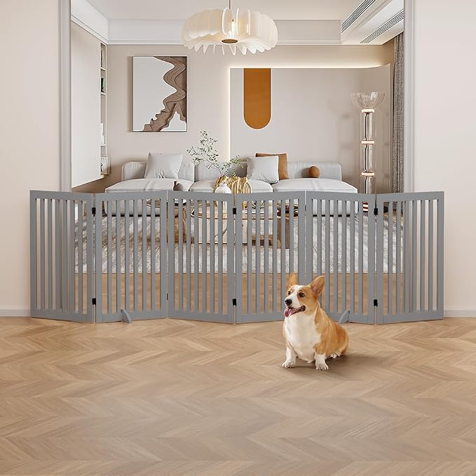unipaws 120" Extra Wide Pet Gate, Free Standing Dog Gate - Image 2