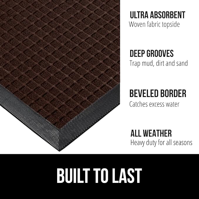 GORILLA GRIP 100% Waterproof All-Season WeatherMax Doormat 35x23, US Designed - Image 2