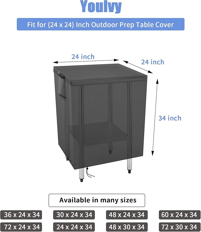 Outdoor Prep Table Cover 24 Inch, Waterproof Patio Stainless Steel Metal BBQ - Image 3