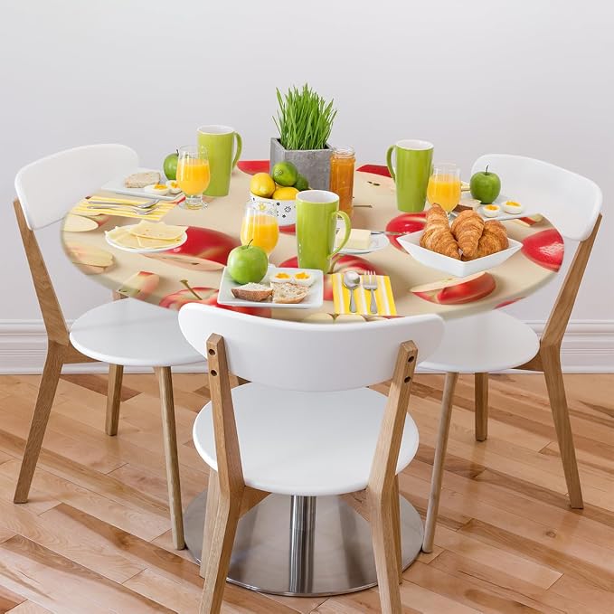 Apples Red Fruit Bright Round Table Cloth Cover, Elastic Edge Waterproof - Image 7