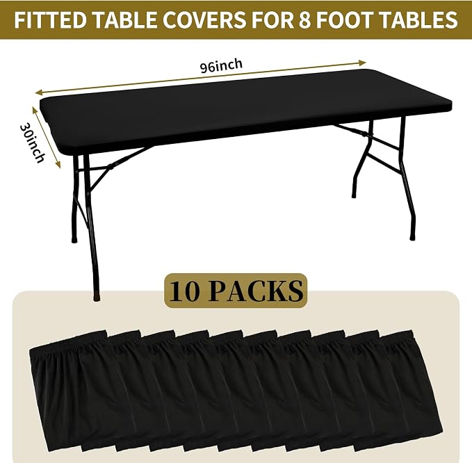 10 Pack Stretch Fabric Table Top Cap Cover, fits 8' Tables, Spandex Table - Image 2