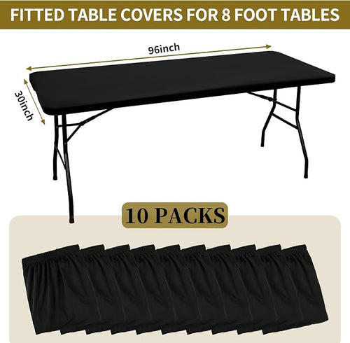 10 Pack Stretch Fabric Table Top Cap Cover, fits 8' Tables, Spandex Table - Image 2