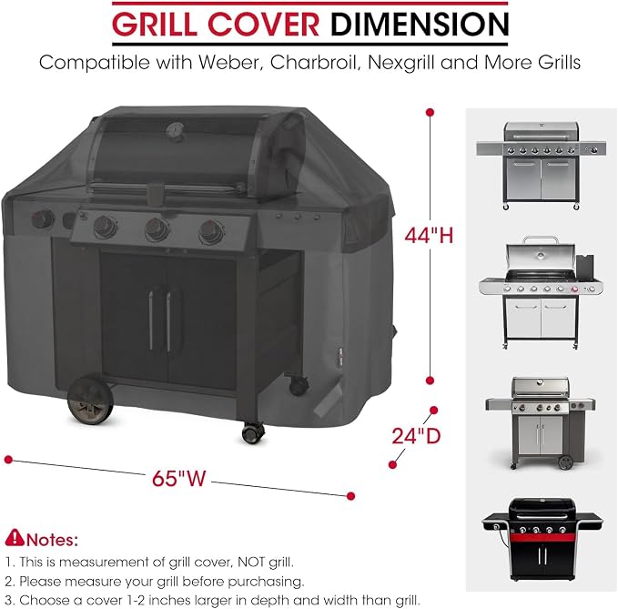 Unicook Heavy Duty Waterproof Barbecue Gas Grill Cover, 65-inch BBQ Cover - Image 7