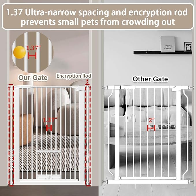 40.55" Tall 1.37" Ultra Narrow Spacing 30.12-34.06" Dogs Pets Baby Gate - Image 3