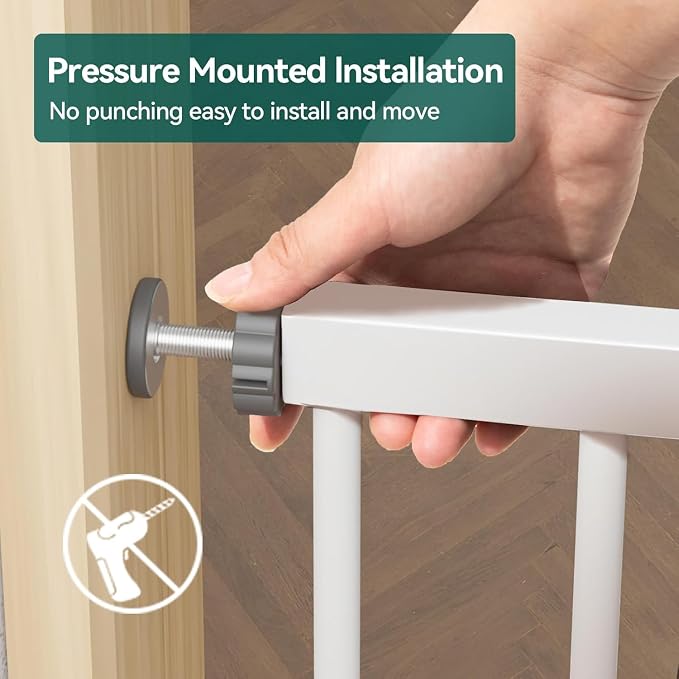 BABELIO 36" Tall Baby Gate, PressGuard P7, 29-55" Auto Close Pressure Mounted - Image 4