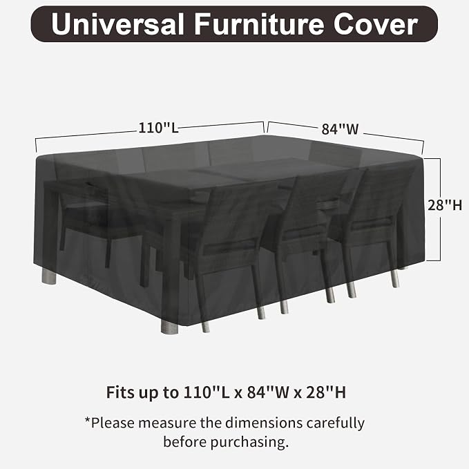 PureFit Patio Furniture Covers, Outdoor Table Furniture Cover Waterproof - Image 2