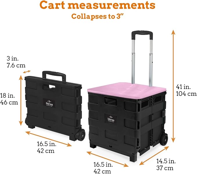 Inspired Living Collapsible Ultra-Slim Pack-N-Roll, 2 Wheel Utility Cart w/Lid - Image 5