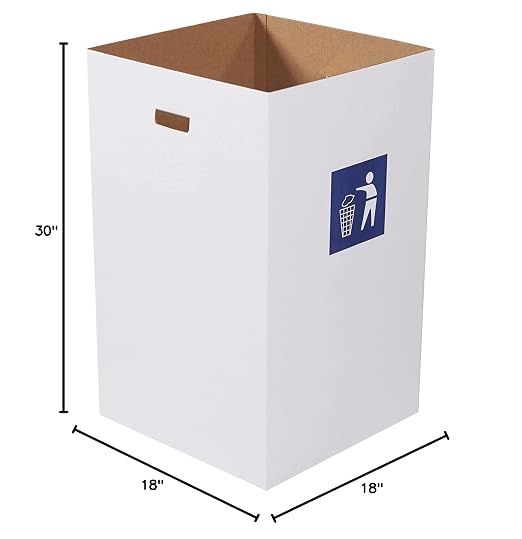 Box USA 40 Gallon 18" L x 18" W x 30" H 10-Pack Cardboard Trash Cans and - Image 7