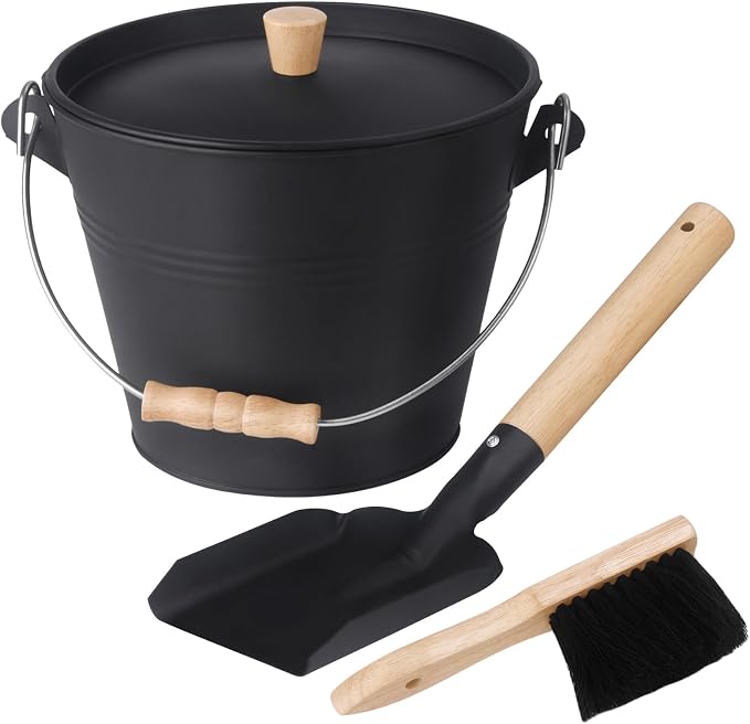 GameXcel Ash Bucket with Lid and Shovel Hand Broom by GameXcel