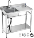 VEVOR Stainless Steel Utility Sink, Free Standing Single Bowl Commercial by VEVOR
