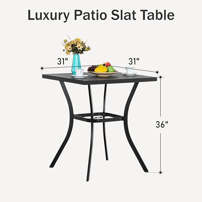 PHI VILLA Outdoor Patio 31" Square Height Bar Table - Image 2
