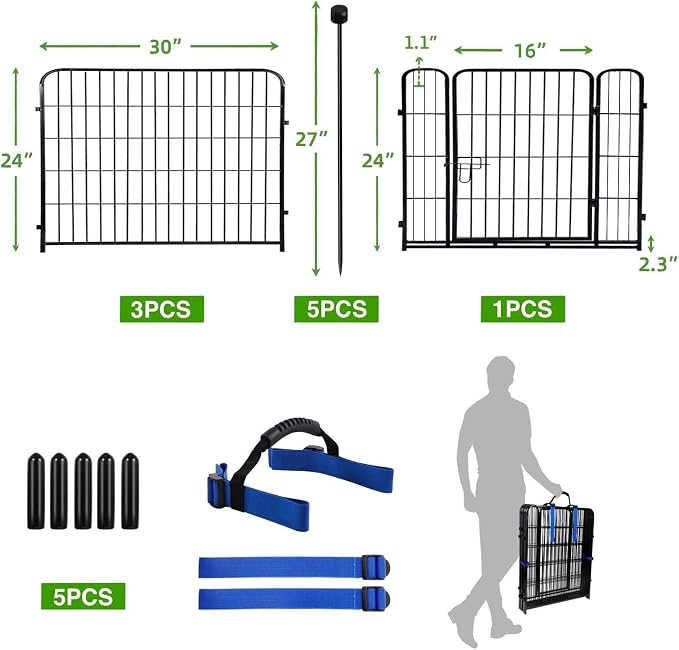 ADAVIN Dog Playpen Outdoor, 24in x 9.8Ft 4 Panels Animal Fence - Image 3