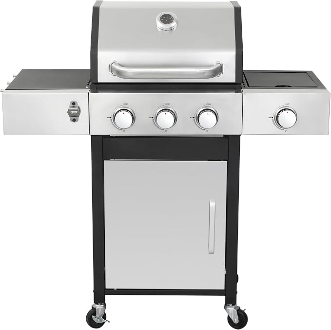 3-Burner Gas Grill with Side Burner, 37230 BTU Outdoor BBQ, Large Cooking Area - Image 7