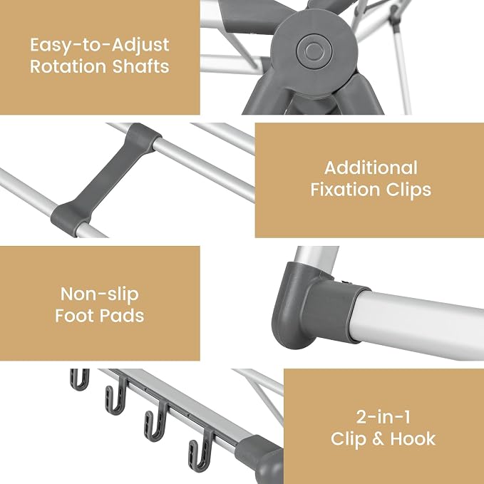 Tangkula Collapsible Clothes Drying Rack, 2-Layer Space-Saving Aluminum Drying - Image 5