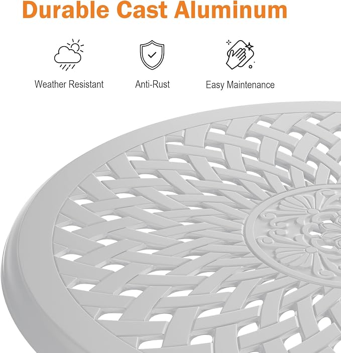 Cast Aluminum Outdoor Side Table, All Weather Round Bistro Table, Outdoor - Image 5
