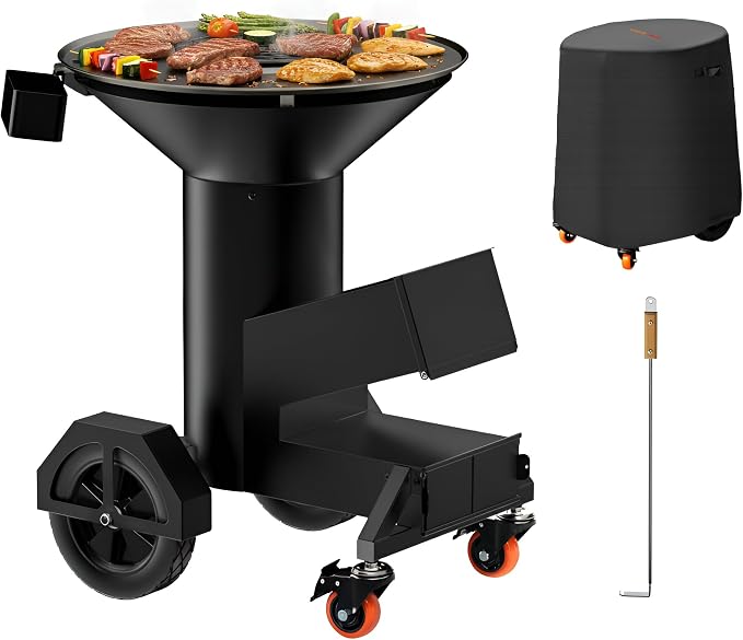 3-in-1 Rocket Stove with Griddle, Grate & Pot Rack, Large Wood BBQ Grill with by ONLYFIREGRILLS