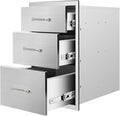 Outdoor Kitchen Drawers 14" W x 21" H x 23" D Stainless Steel Triple Drawers by Unknown