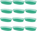 TrueCraftware- 7-7/8" Plastic Oval Fast Food Basket Green Set of 12- Fry Fast by Unknown