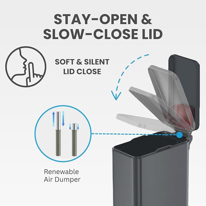 iTouchless SoftStep 3 Gallon Slim Bathroom Trash Can - Image 5
